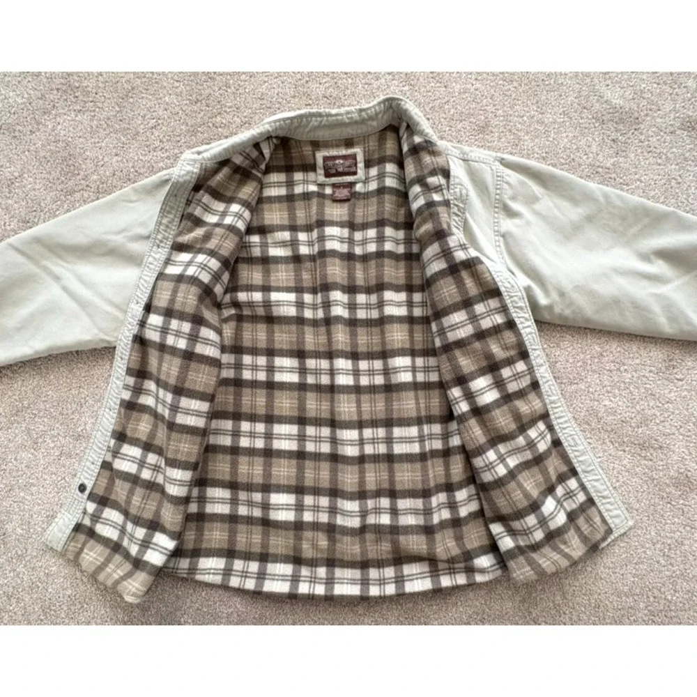 Levi's Men XL Canvas Fleece Lined Shirt Jacket Tan Beige Plaid Heavyweight Layer - Picture 11 of 13
